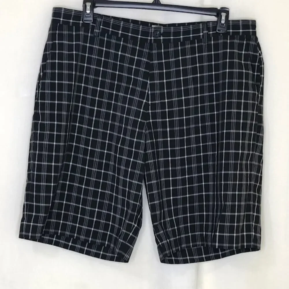 Adidas black white plaid shorts men's size 40 (inseam 11